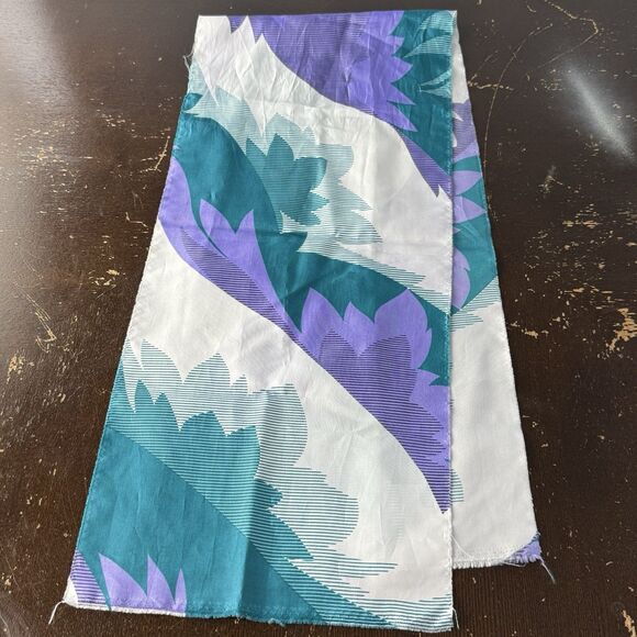 Vintage Accessories - Vintage Womens Silk Scarf 43”x10” Rectangle Purple White Green Abstract